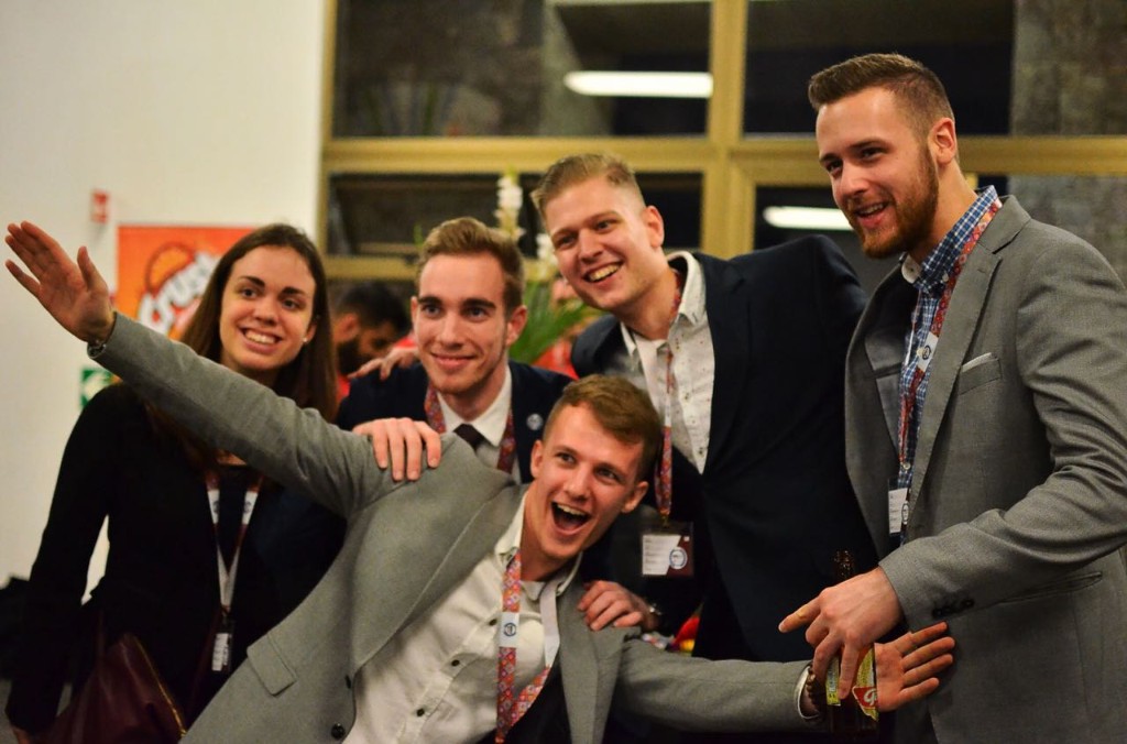 Team celebrating after an international case competition