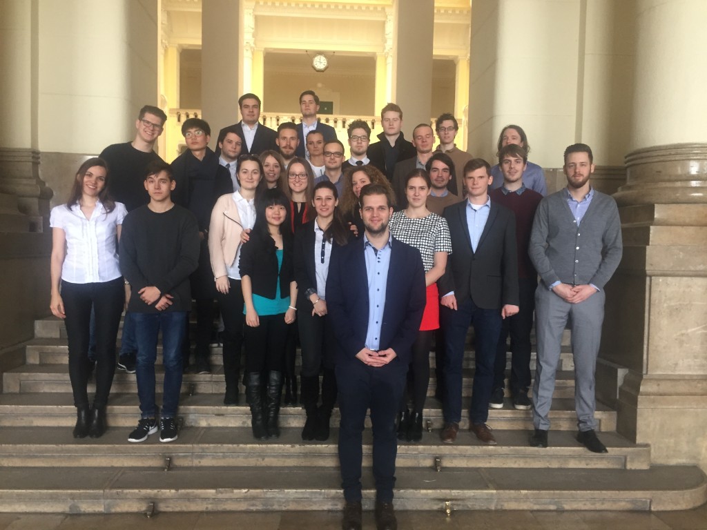 College for Advanced Studies cohort on a university staircase