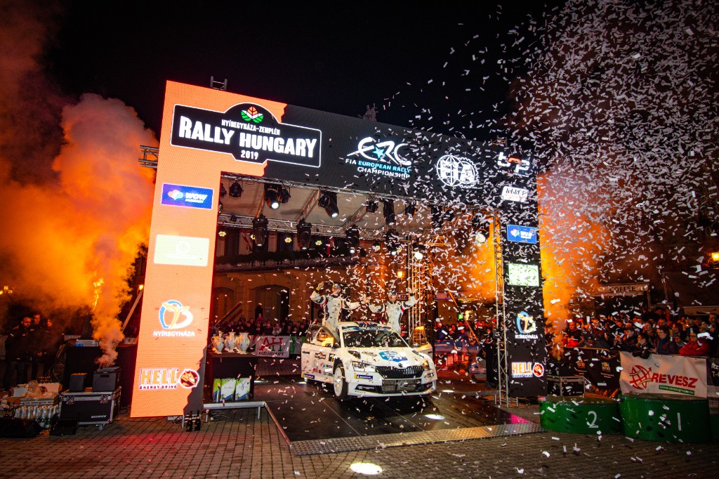 Rally Hungary 2019 finish celebration with drivers on the car roof