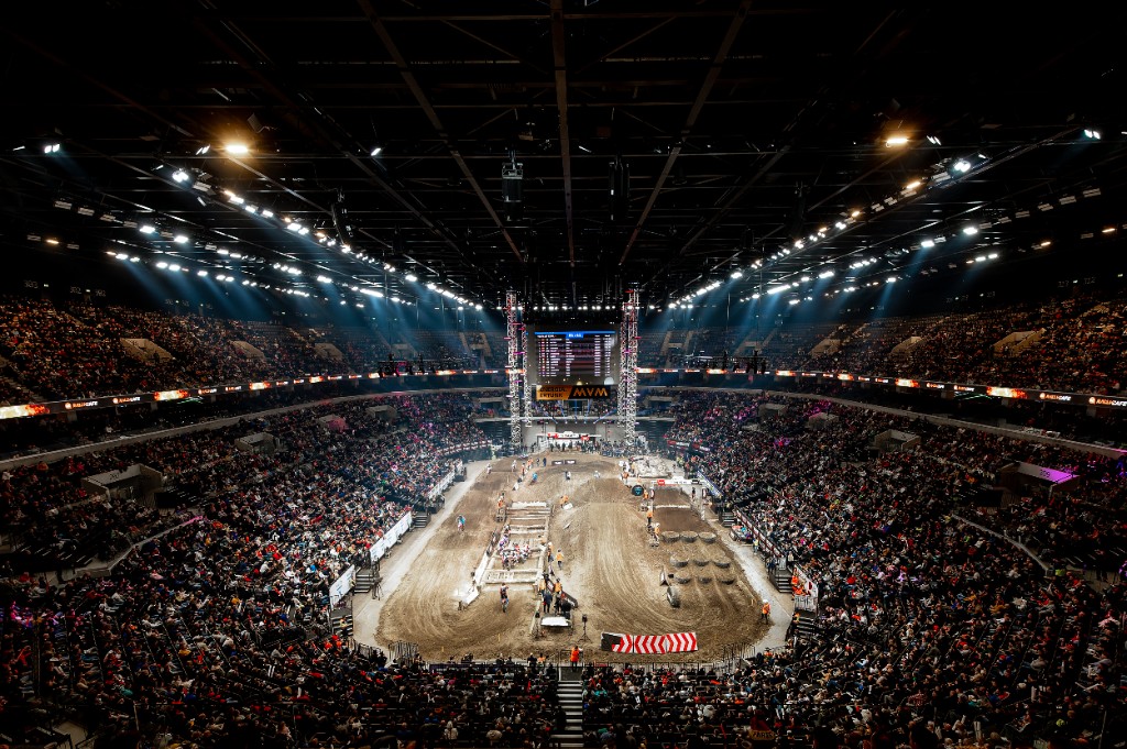 Wide view of the full MVM Dome during SuperEnduro GP of Hungary